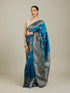 Mohey Teal Blue Patterned Saree
