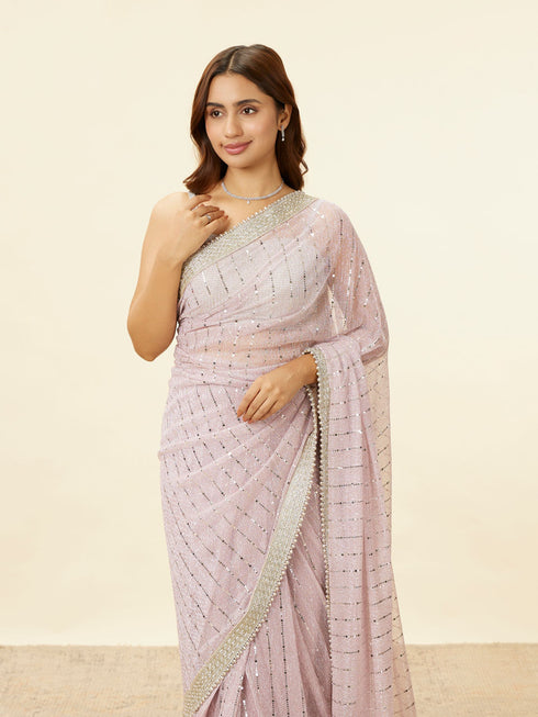 Mohey Carnation Pink Sequin Work Saree
