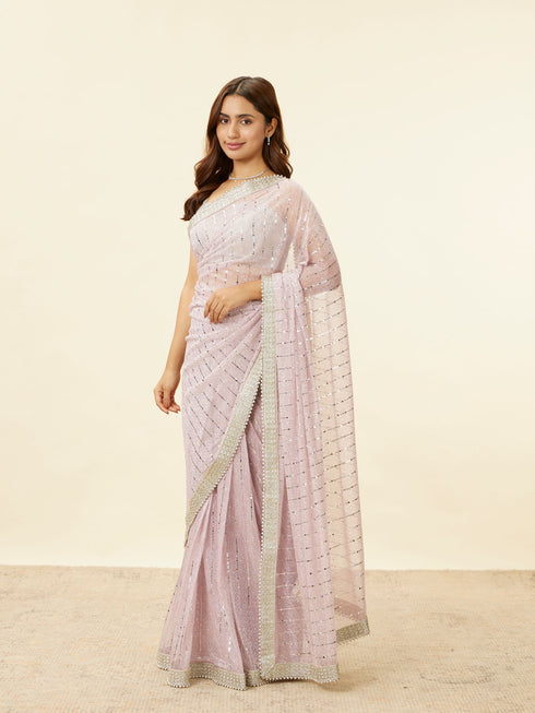 Mohey Carnation Pink Sequin Work Saree