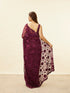 Mohey Wine Red Floral Embroidered Saree