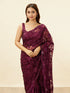 Mohey Wine Red Floral Embroidered Saree