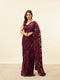 Mohey Wine Red Floral Embroidered Saree