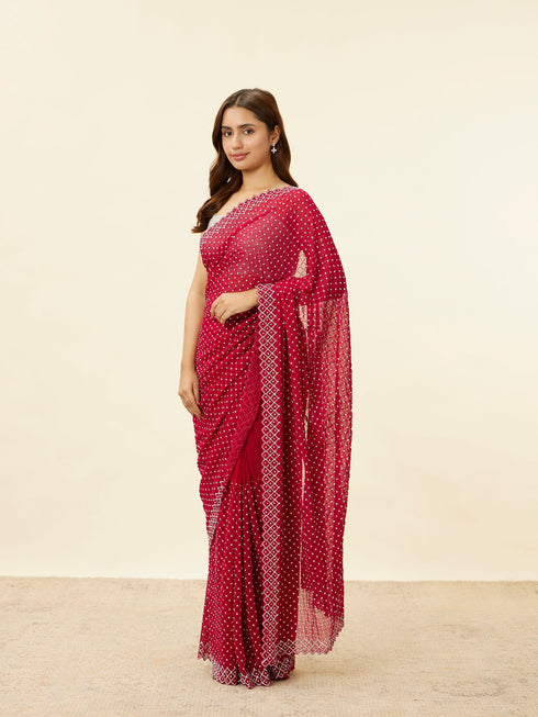 Mohey Berry Red Stone Work Saree