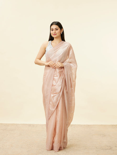 Mohey Rose Pink Stone Work Saree