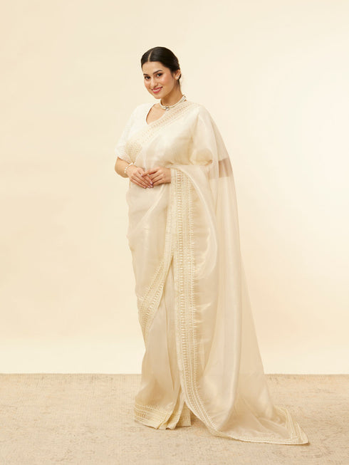 Mohey Sandstone Beige Rhinestone Work Saree