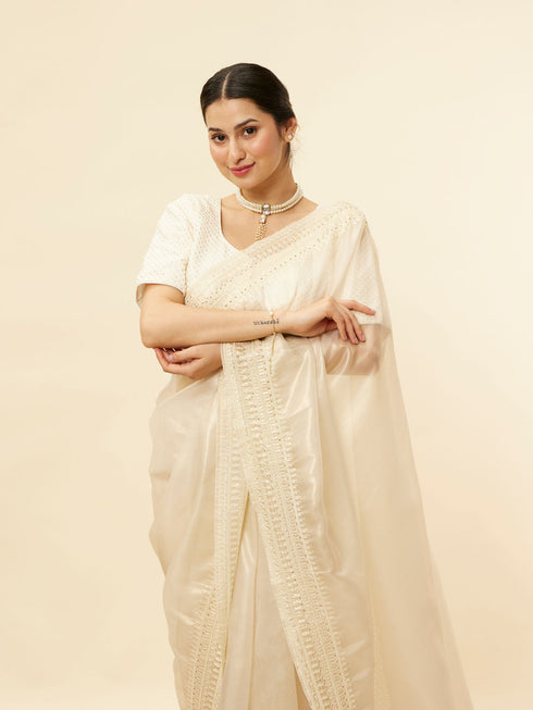 Mohey Sandstone Beige Rhinestone Work Saree