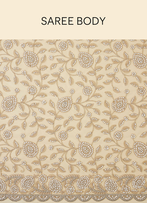 Mohey Sandstone Beige Rhinestone Work Saree