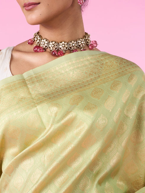 Mohey Pista Green Euphoria Saree