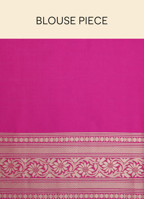 Mohey Dark Pink Zari Weaved Saree