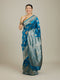 Mohey True Blue Paisley Bordered Saree