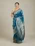 Mohey True Blue Paisley Bordered Saree