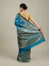 Mohey True Blue Paisley Bordered Saree