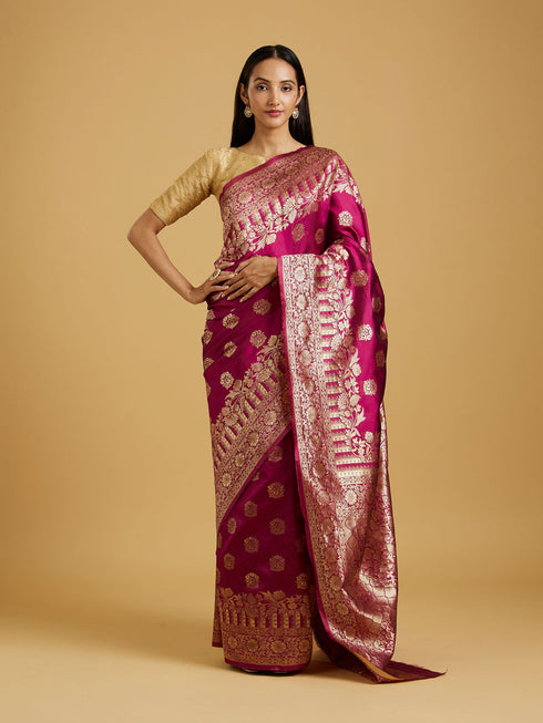 Mohey Elegant Wine Saree