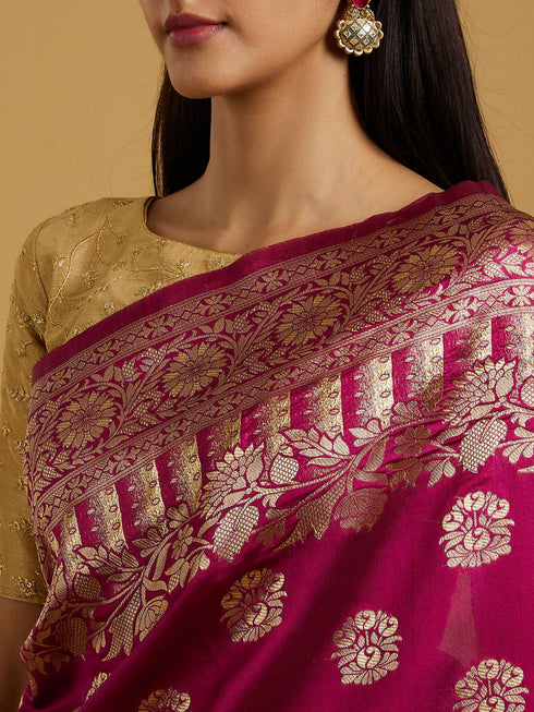 Mohey Elegant Wine Saree