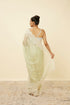 Mohey Pistachio Green Saree with Floral Vine Patterned Borders