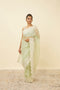 Mohey Pistachio Green Saree with Floral Vine Patterned Borders
