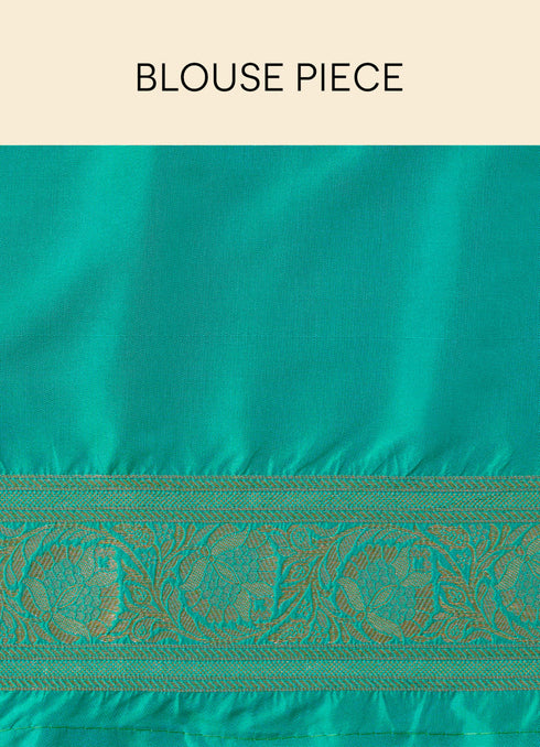 Mohey Turquoise Green Saree with Peacock Patterns