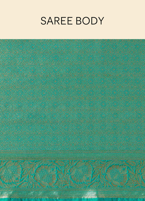 Mohey Turquoise Green Saree with Peacock Patterns