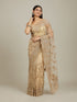 Mohey Warm Beige Bel Buti Patterned Stone Work Saree