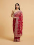 Mohey Rani Red Floral Bel Embroidered Saree with Stone Studded Buta Embroidery