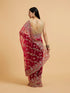 Mohey Rani Red Floral Bel Embroidered Saree with Stone Studded Buta Embroidery