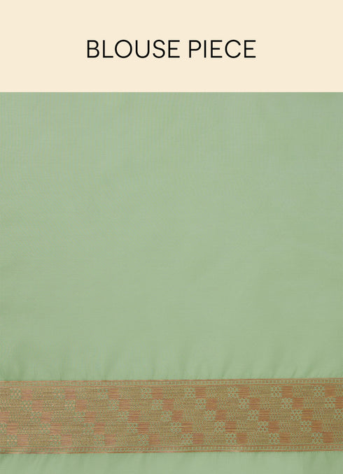 Mohey Pista Green Floral Zari Work Saree