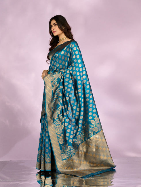 Mohey Elegant Cerulean Blue Tradition Saree