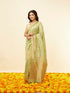 Mohey Pista Green Floral Zari Work Saree