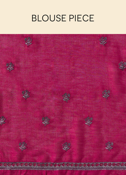 Mohey Rouge Red Stone Work Saree with Floral Patterns