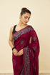 Mohey Rouge Red Stone Work Saree with Floral Patterns