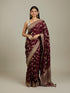 Mohey Ruby Red Floral Zari Work Bridal Saree