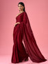 Mohey Maroon Splendor Satin Saree