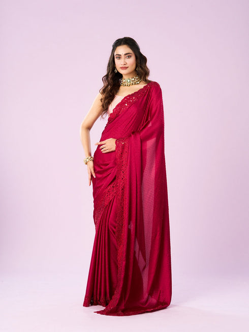 Mohey Pink Satin Majesty Saree