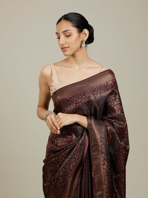 Mohey Windsor Wine Floral Patterned Saree