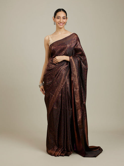 Mohey Windsor Wine Floral Patterned Saree