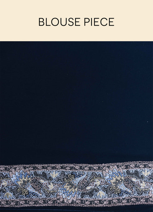 Mohey Indigo Blue Paisley Patterned Saree