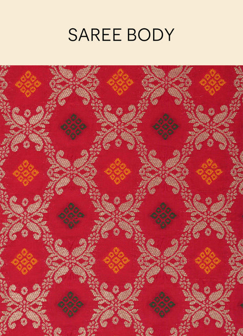 Mohey Ruby Pink Paisley Patterned Saree