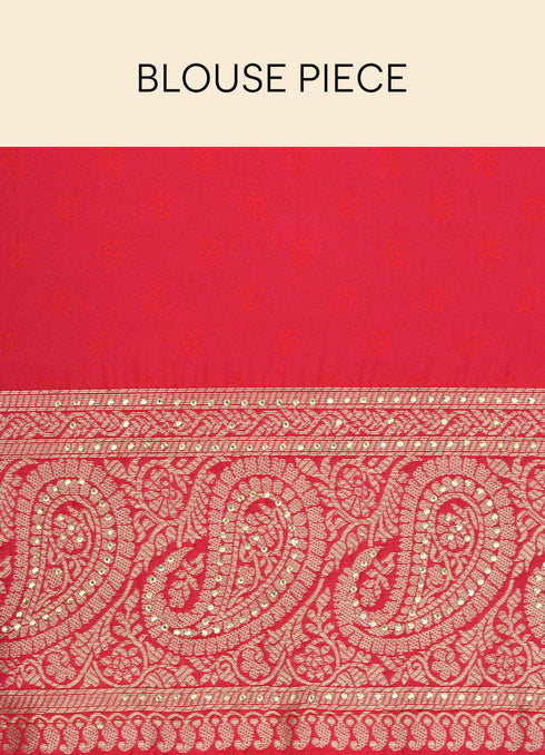 Mohey Ruby Pink Paisley Patterned Saree