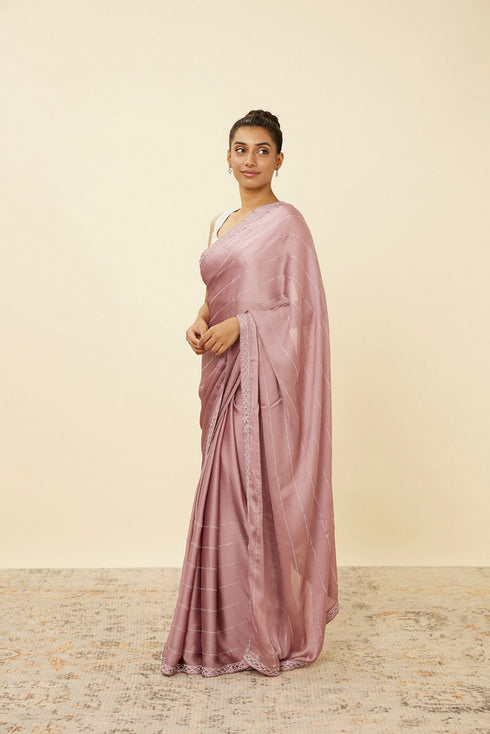 Mohey Lilac Sequined Saree