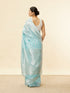 Mohey Aquamarine Blue Leaf Patterned Zari Work Saree