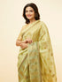 Mohey Pista Green Fern and Paisley Motif Saree