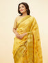 Mohey Sunlit Yellow Fern and Paisley Motif Saree
