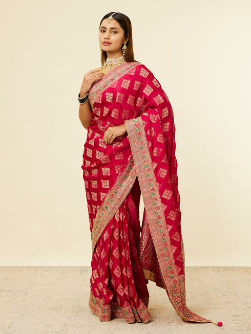 Mohey Rani Pink Buta Printed Bridal Saree