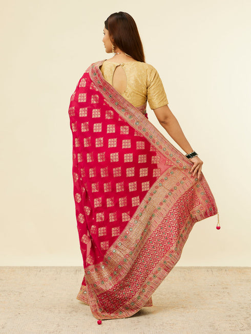 Mohey Rani Pink Buta Printed Bridal Saree