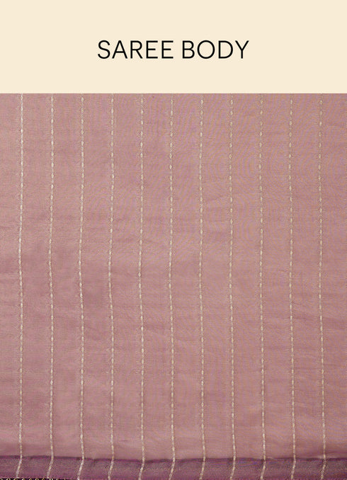 Mohey Mulberry Purple Zari Striped Saree