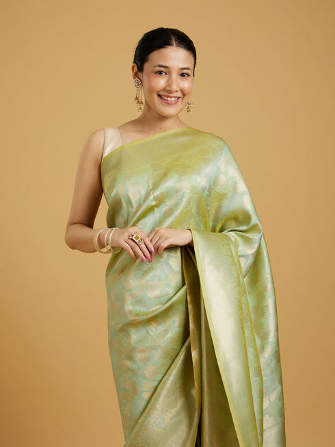 Mohey Pista Green Elegance Saree