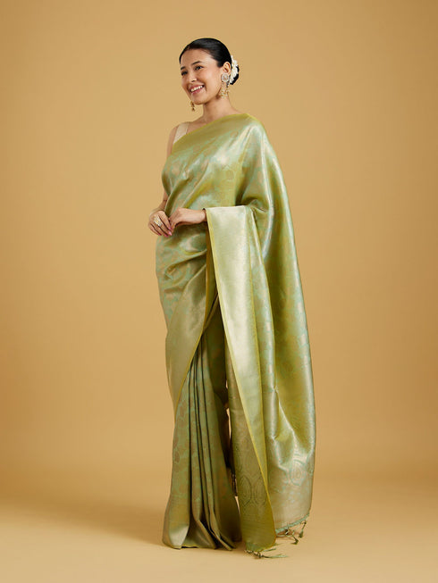 Mohey Pista Green Elegance Saree