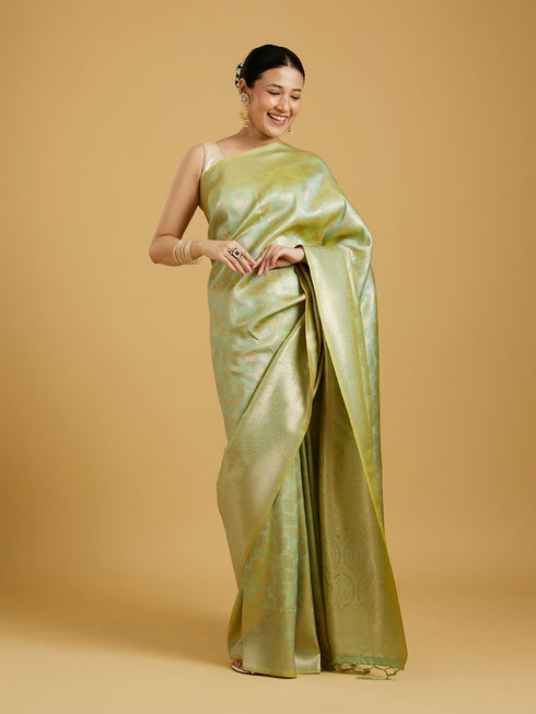 Mohey Pista Green Elegance Saree