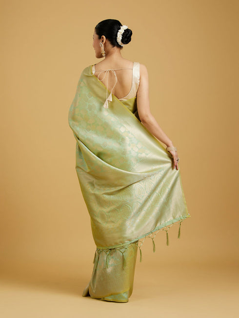 Mohey Pista Green Elegance Saree