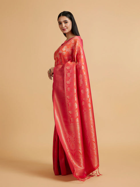 Mohey Orange Festive Radiance Saree